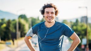 Deportista sonriendo