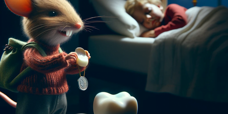 DALL·E 2023-11-02 11.56.38 - Photo of a whimsical, realistic scene in a child's bedroom at night. A mouse, characterized with human-like features to suggest intelligence and dexte